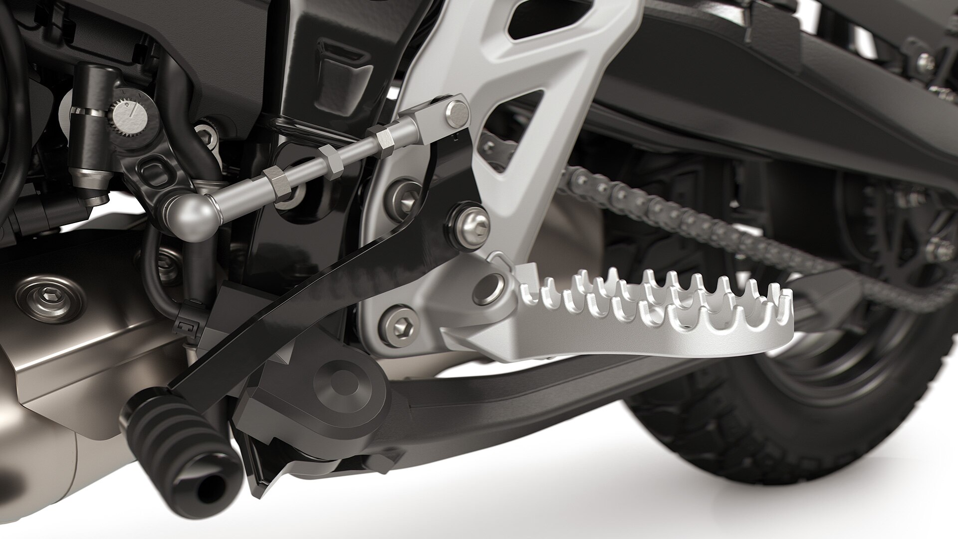 The enduro footrests and shift assistant Pro of the F 450 GS from BMW Motorrad