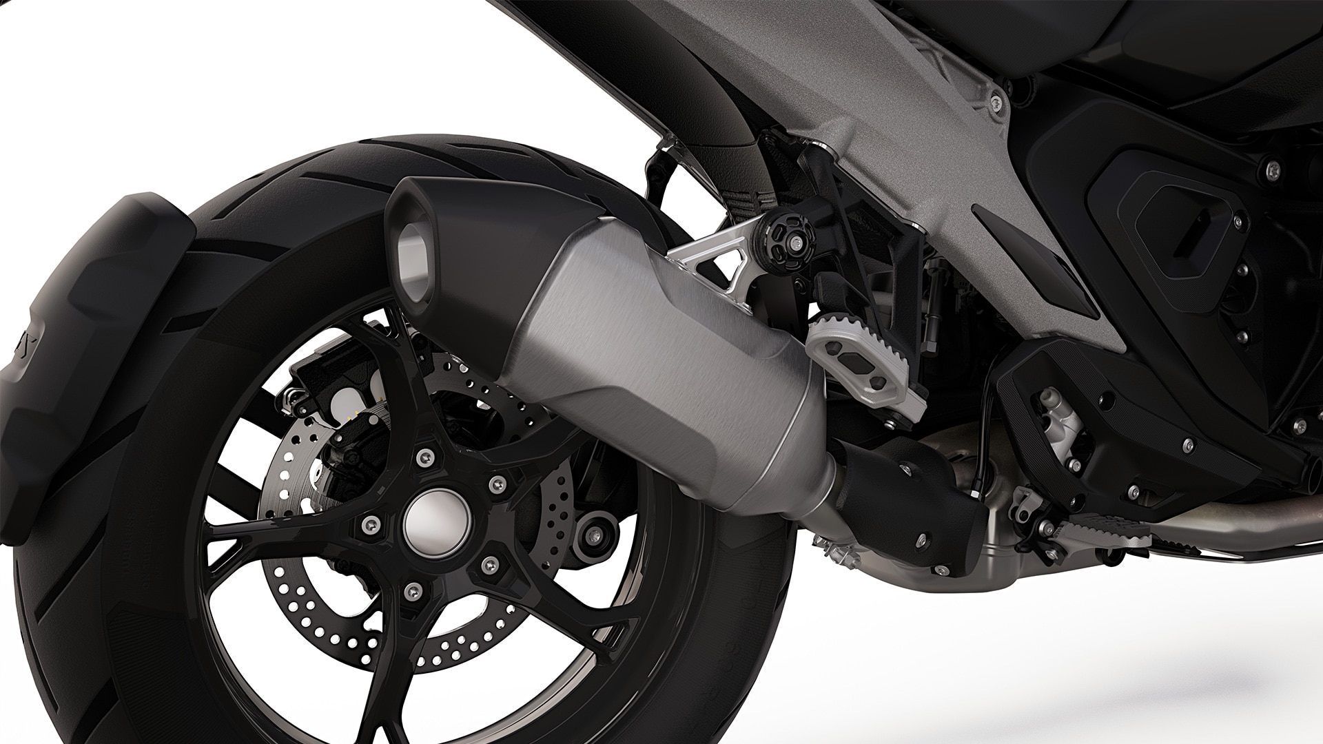 The standard rear silencer of the R 1300 GS from BMW Motorrad