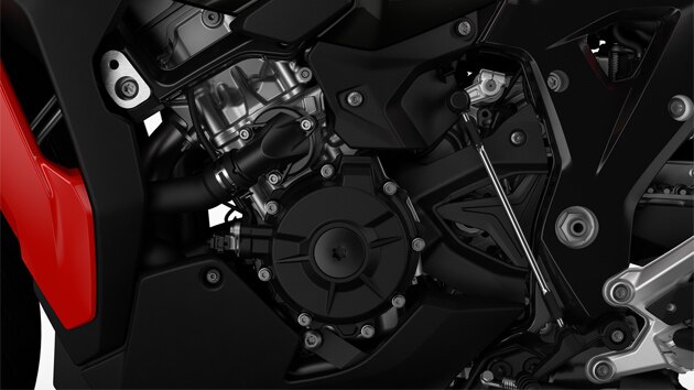 We see a close-up of the engine.