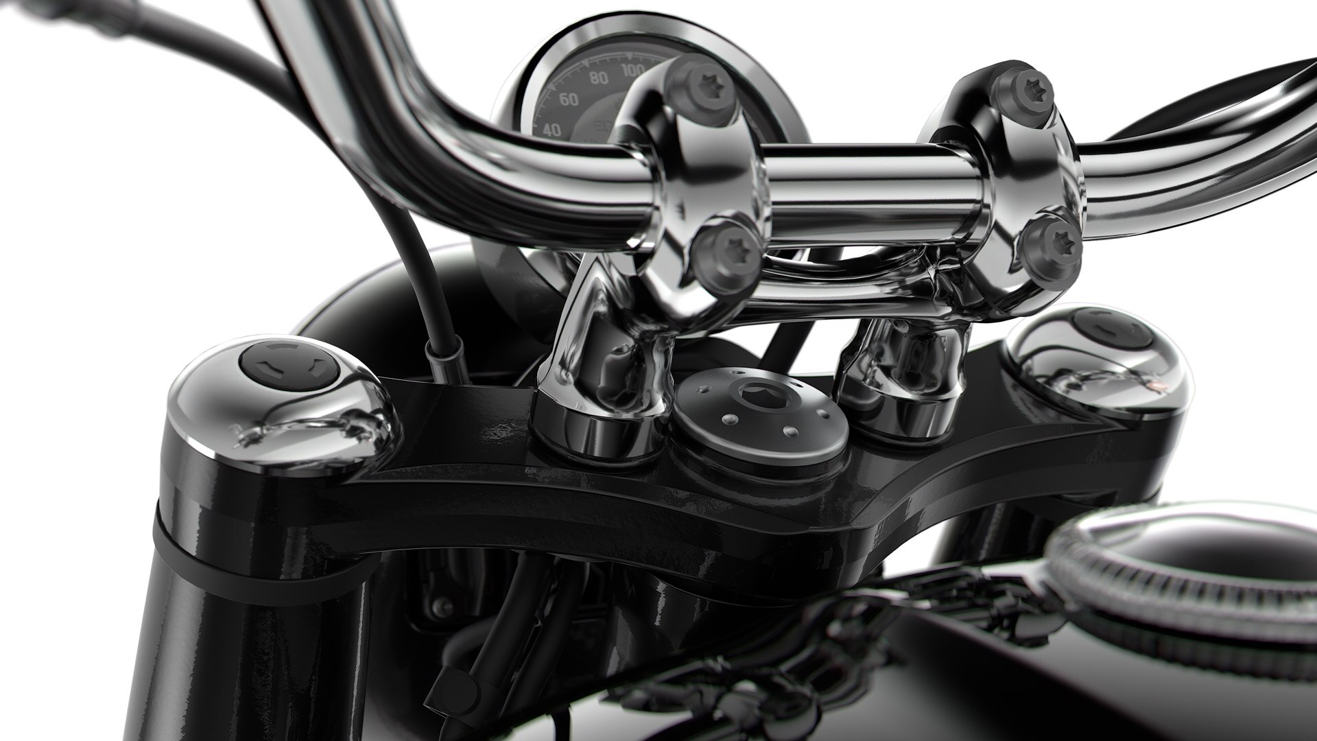 We see the puristic fork bridge of the R 18.