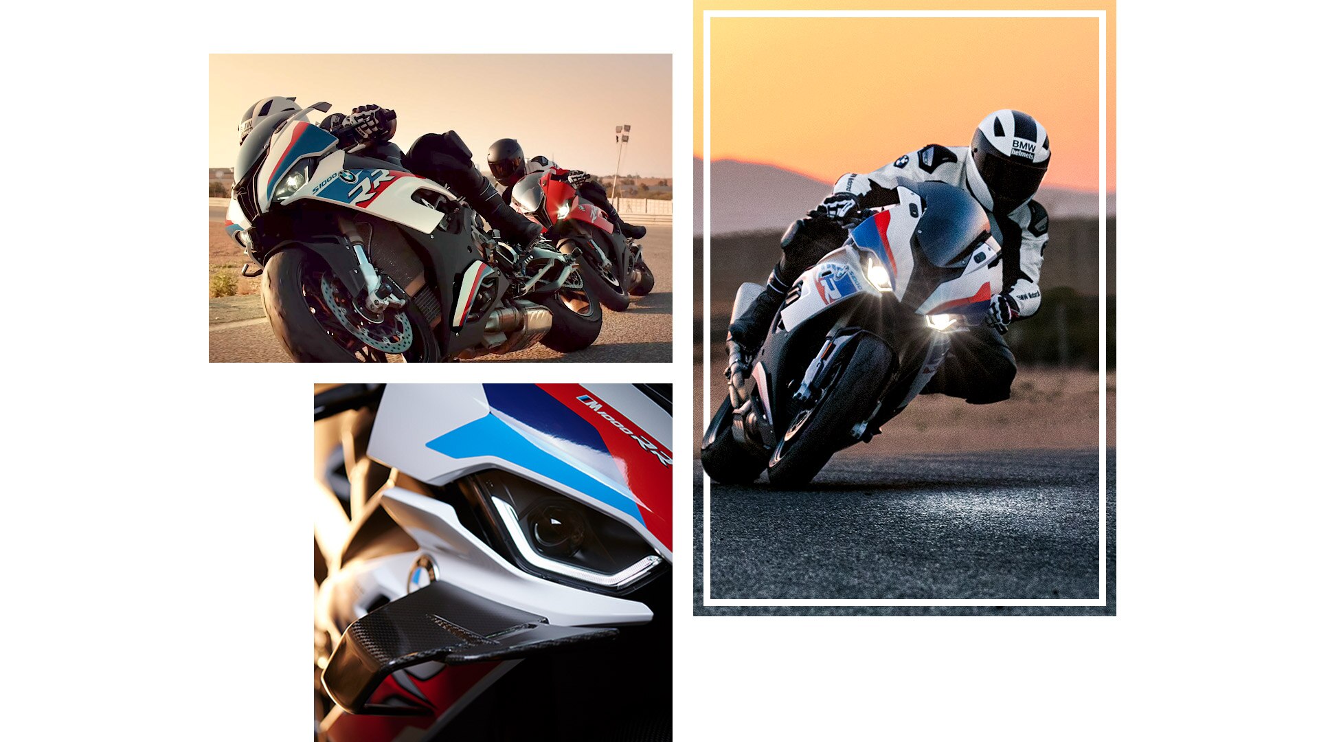 Collage shots showing the moving S 1000 RR and M 1000 RR.