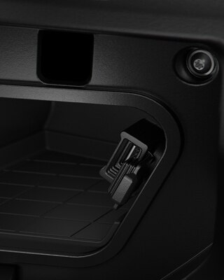 We see the USB charging socket in the storage compartment of the C 400 GT.