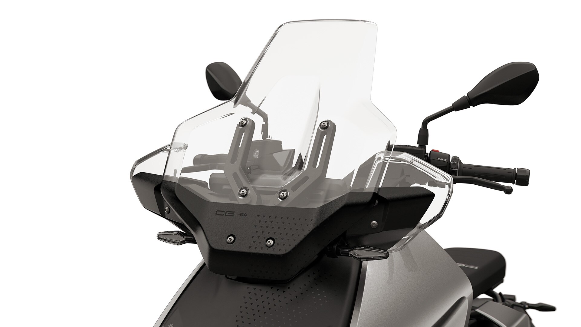 Windscreen high including integrated hand protection against wind on the CE 04 from BMW Motorrad
